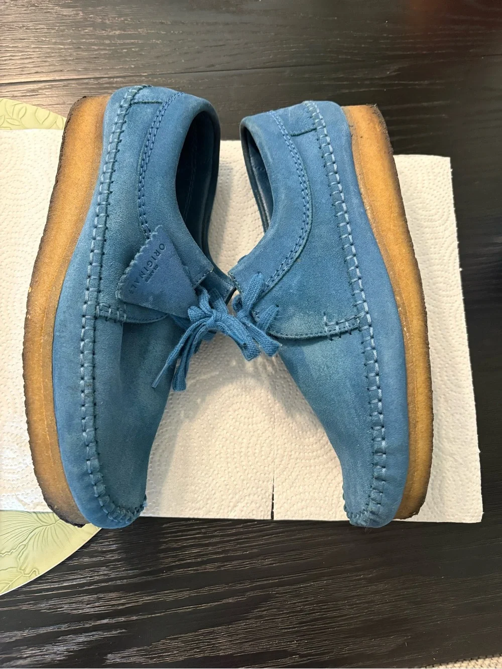 Men’s Blue Suede Wallabee Moccasin